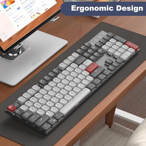 Transform Your Workspace with the Mage Gee Moon104 Wireless Mechanical Keyboard – RGB Backlit, Triple-Mode Connectivity (2.4 GHz, Bluetooth, USB-C) for Enhanced Productivity on PCs, Laptops, and Smart TVs – Ergonomic Design for Comfort and Speed