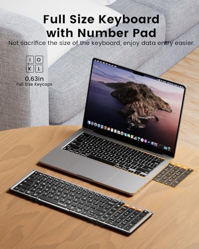Proto Arc XK01 Plus Backlit Foldable Bluetooth Keyboard – Ultimate Portable Multi-Device Wireless Keyboard for Travel, Featuring Rechargeable Battery and Full-Size Design for i Pad, Tablet, Smartphone, Laptop, and PC Use