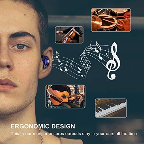 BASN Bsinger BC100 Professional In-Ear Monitor Headphones – Noise-Isolating IEM Earbuds for Musicians and Audiophiles with Universal Fit, Enhanced Compatibility, and Superior Sound Clarity in Sleek Blue Design