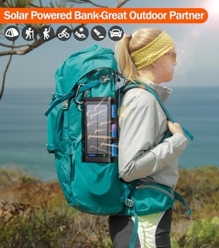 Ultimate 45800 m Ah Solar Wireless Power Bank with Hand Crank & Fast Charging – 7 Outputs, 4 Inputs, SOS Flashlight & Compass for Outdoor Adventures and Emergency Preparedness
