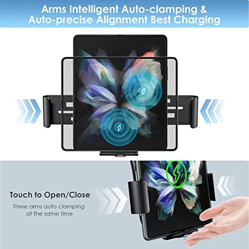 15 W Dual Coil Fast Wireless Car Charger for Samsung Galaxy Z Fold Series – Smart Qi Car Mount for Air Vent & Dashboard with Enhanced Charging Efficiency and Safety Features