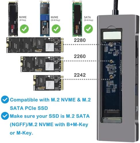 Revolutionary 8-in-1 USB-C Hub with M.2 NVMe/SATA SSD Enclosure – Experience Blazing 10 Gbps Data Transfer, Crystal-Clear 4 K HDMI Output, and Robust 100 W Power Delivery – Ultimate Connectivity Solution for XPS Users and Tech Savvy Professionals