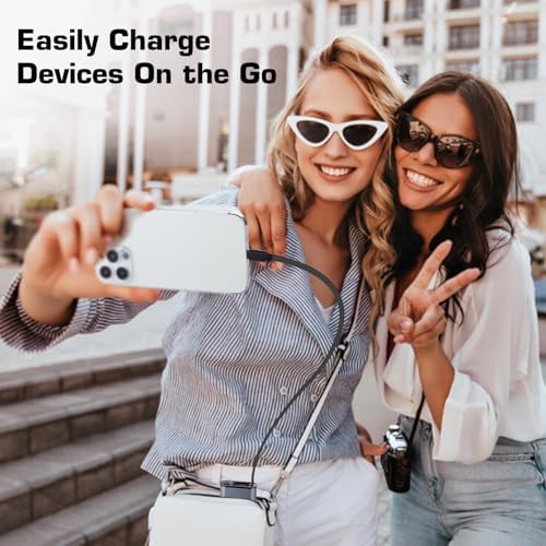 MQOUNY 4-in-1 Retractable Power Bank – 10,000 m Ah Fast Charging Portable Charger with 2.9 ft Built-in Cable, 22.5 W Multi-Device Compatibility for i Phone 16/15/14/13, Mac Book, Galaxy – Ultimate Travel Essential for On-the-Go Charging