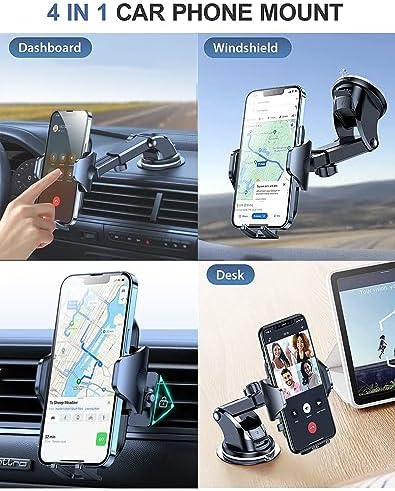 Ultimate Car Phone Holder Mount for Dashboard & Windshield – Versatile Hands-Free Stand for i Phone & Android Smartphones – Adjustable, Rotatable Design for Optimal Viewing Angles – Durable Grip for Bumpy Rides – Enhanced Compatibility with All Smartphone Sizes – Effortless Installation & Secure Fit for Maximum Safety and Convenience