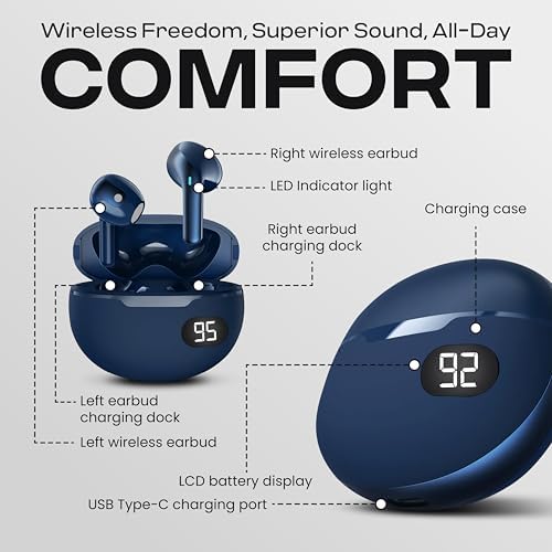 Gabba Goods Bliss Wireless Bluetooth Earbuds – Ultimate Ergonomic In-Ear Fit with Touch Controls for Seamless Audio Experience, 6-Hour Playtime & Built-in Mic for Crystal Clear Communication – Perfect for Travel, Gym, Home & Gaming Compatibility in Stylish Black Finish