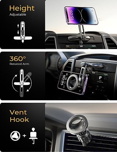 LISEN Mag Safe CD Slot Phone Mount for i Phone 15 Pro Max & Galaxy – Adjustable Magnetic Holder for Hands-Free Driving, Effortless Installation & Optimal Viewing Angle, Compatible with Mag Safe Devices, Sleek Design for Modern Interiors