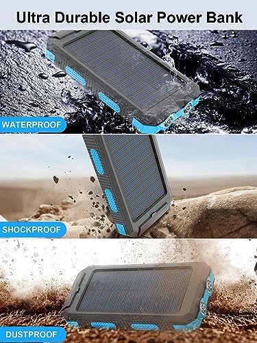 Ultimate 38800 m Ah Waterproof Solar Power Bank – High-Capacity Outdoor Charger with Dual USB-C Ports & Integrated LED Flashlights for i Phone, Samsung, i Pad – Perfect for Camping, Hiking, and Outdoor Adventures
