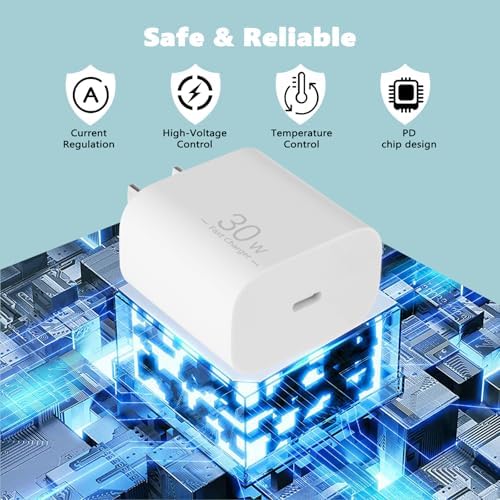 Power Up Your Google Pixel 9 Pro/XL & Samsung Galaxy A Series with a Dual 30 W USB-C Fast Charger – Includes 6.6 ft Cable for Unmatched Flexibility and Speed – Compact, Portable Design with Advanced Safety Features for Reliable Charging Anywhere