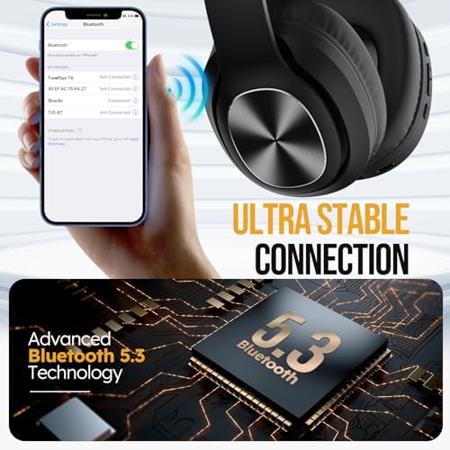 Elevate Your Listening Experience with Tune Flux Rose Gold Over-Ear Wireless Bluetooth Headphones – 80-Hour Battery Life, Deep Bass Hi-Fi Sound, and Custom Dual EQ Modes for Personal Audio – Stylish Foldable Design Perfect for On-the-Go Use with Smartphones and PCs