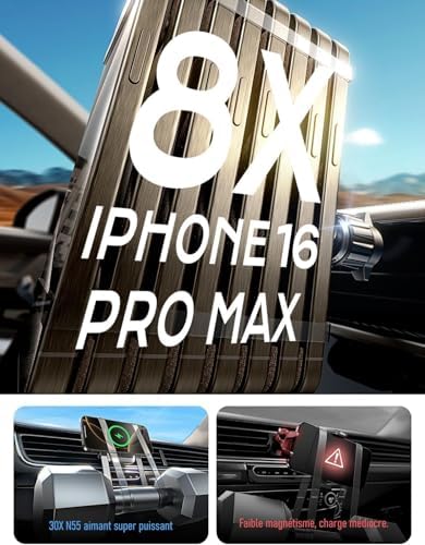 LISEN Mag Safe Car Mount Charger for i Phone 16 – 15 W Fast Wireless Charging Magnetic Phone Holder for Secure Vent Installation, Compatible with i Phone 16, 15 Pro Max & All Mag Safe Devices – Ultimate Hands-Free Convenience & Enhanced Driving Safety
