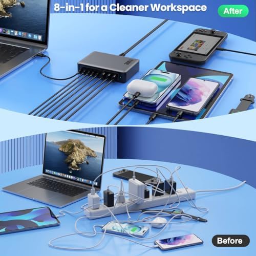 200 W Ga N III USB C Charging Hub – 6-Port Fast Charging Station for Laptops and Devices – PD 65 W Compatible with Mac Book Pro, i Pad, i Phone 15/16, Galaxy S23/S24, Steam Deck & More – Ultimate Universal Charger for Home, Office & Travel