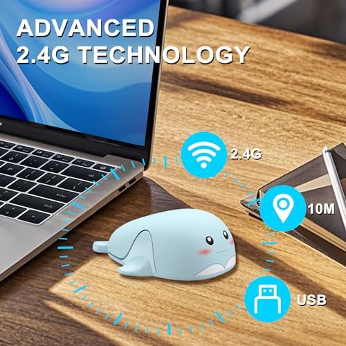 Adorable CHUYI Hamster Wireless Silent Mouse – 1200 DPI Lightweight Cordless Computer Mouse for Kids, Perfect Gift for Home, School & Travel – Fun & Functional Design in Light Blue