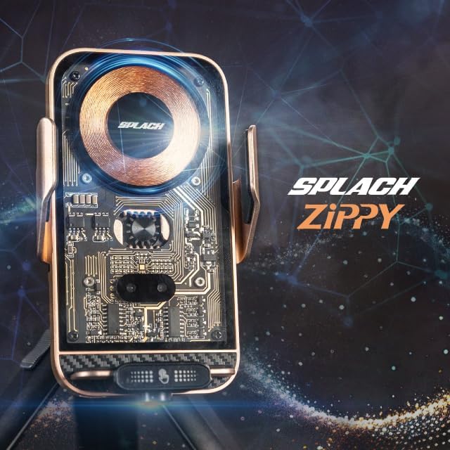 SPLACH Zippy Wireless Charging Phone Holder – Effortless Auto-Sensor Mount for i Phone, Samsung & Google (4.7″-6.8″) – Dual-Purpose Fast Charging Solution for Car & Office in Elegant Silver Finish – Elevate Your Mobile Charging with Seamless Accessibility and Robust Durability