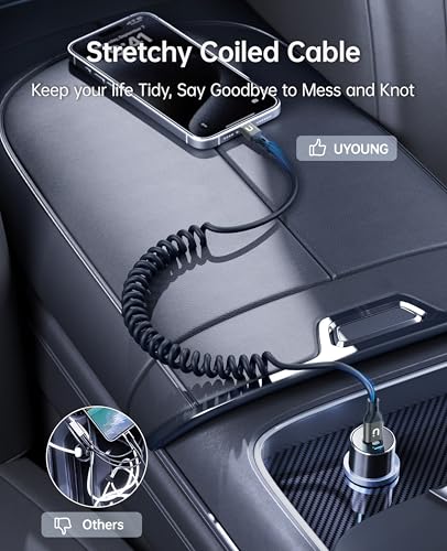 USBC to USBC Cable for Car, 3FT Coiled USB Type C Charge Cable Fast Charging, 2Pack Short USB-C Cable Compatible with iPhone 16/15/Samsung Galaxy S20 S10 S9 S8 Plus Note 10 9 8 and More USB C Devices – Enhanced Compatibility and Speed