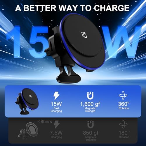 Revolutionary Magnetic Wireless Car Charger Mount for Samsung Galaxy S25 Ultra & i Phone 16 Series – 15 W Fast Charging Air Vent Holder with Enhanced Compatibility & One-Hand Operation for Effortless Navigation and Communication