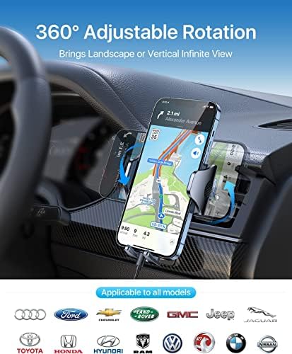 Upgrade Your Drive with the andobil 2025 Military-Grade Car Phone Holder Mount – Secure Vent Clip for i Phone 16/15/14/13/12 Pro Max & Samsung S25/S24 – Effortless One-Handed Operation, 360-Degree Rotation & Tool-Free Installation for Enhanced Navigation Safety