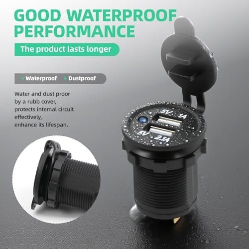 High-Performance 4-Port 12 V USB Charger – Premium Aluminum Dual PD & QC Car Socket with Voltmeter, Waterproof Design for Marine, RV, Motorcycle & Outdoor Use – Fast Charging Solution for All Devices