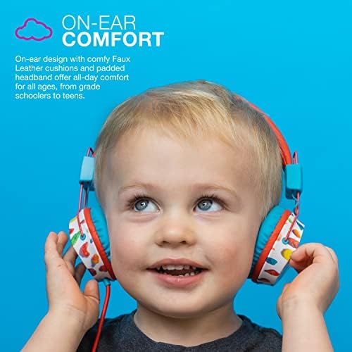 Experience Superior Sound with JLab JBuddies Studio On-Ear Kids Headphones – Safe Volume Limiter, Adjustable & Folding Design, Noise Isolation, Built-in Mic for Toddler Audio Enjoyment (Graphite/Blue) – Perfect for Home, School, and Travel