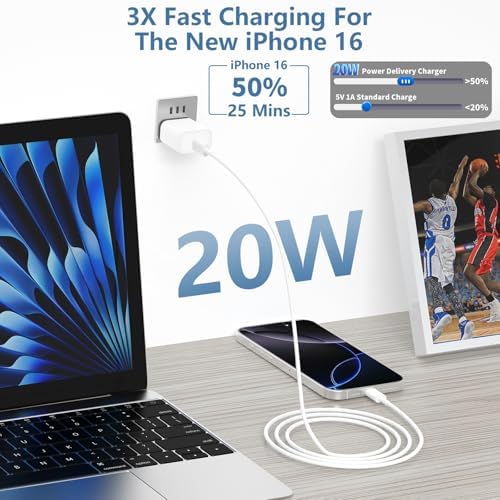 Linocell 20 W USB-C Wall Charger Duo with 6 FT MFi Certified Lightning Cable – Accelerated Charging for i Phone 14, 13, 12, 11 Pro Max & i Pad – Compact & Travel-Friendly Power Solution for Effortless Device Management