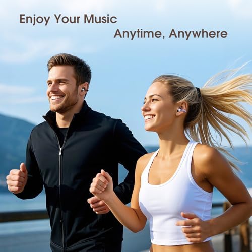 Lightweight Clip-On Bluetooth Earbuds with 50-Hour Battery Life – Waterproof Open-Ear Headphones for Sports and Workouts, Perfectly Designed for Glasses Wearers with Anti-Drop Technology and Seamless Connectivity