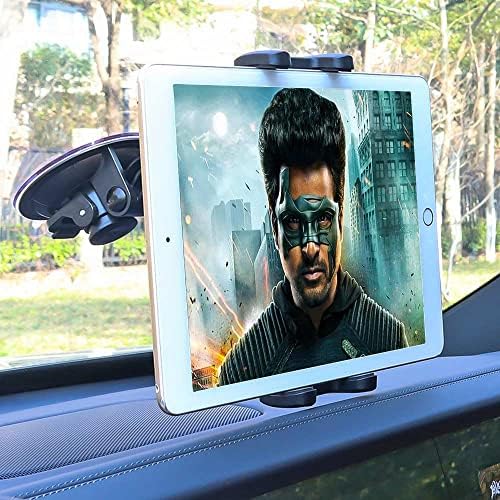 Universal Windshield Tablet Mount for 4-13″ Devices – Sturdy Suction Cup Holder with 360° Viewing Flexibility for i Pad Pro, Samsung Galaxy Tab, and Kindle Fire – Reliable Navigation & Entertainment Solution for Drivers and Passengers