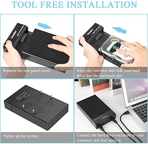 Maximize Your Data Storage with the TCC-S8 External Hard Drive Enclosure: USB 3.0 Docking Station for 2.5 & 3.5-Inch SATA HDDs and SSDs, Accommodating Up to 22 TB with 12 V/3 A Power Supply, USB A/C Cable Included, UASP Super Speed Support, Energy-Saving Automatic Sleep Feature for Enhanced Longevity and Performance