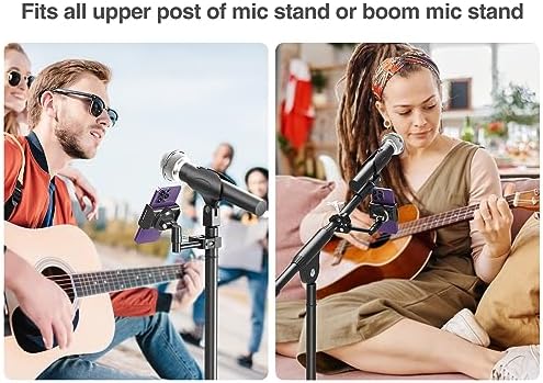 elitehood 360 Swivel Tilt Phone Holder and Mount, Adjustable for Music Boom Mic and All iPhone, Android Cell Phone – Enhanced Compatibility and Speed