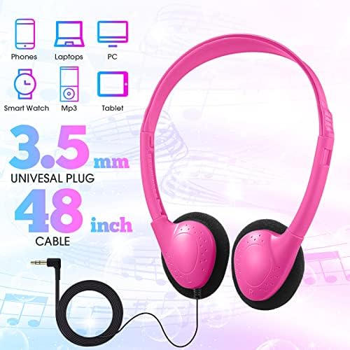 Yunsailing 24-Pack Adjustable Over-Ear Headphones – Comfort-Focused Wired Audio Gear for Kids and Adults, Perfect for Classroom Learning and Travel Adventures with Durable 3.5 mm Compatibility and Fun Colors
