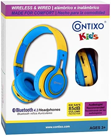 Vibrant Contixo KB-2600 Kids Bluetooth Headphones – Safe 85 d B Volume Limiting Over-Ear Design with Built-in Mic, FM Radio & Micro SD Slot – Portable Foldable Fun in Eye-Catching Green & Orange for Ultimate Audio Adventure