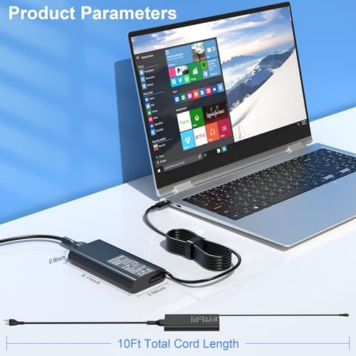 Dell 65 W USB-C Laptop Charger – High-Speed Replacement for XPS, Chromebook, Latitude, and Inspiron Models – Dual Compatibility for Home and Office Use – Enhanced Power Delivery (PD 3.0) for Efficient Charging – Ideal AC Adapter for Work and Travel