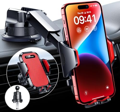 VANMASS Ace Car Phone Holder Mount – Upgraded Military Steel Hook & Super Suction Cup for Ultimate Hands-Free Navigation – Compatible with i Phone 14, 13, 12 Pro Max & Samsung – Versatile Dashboard, Windshield & Air Vent Stand for Enhanced Driving Safety