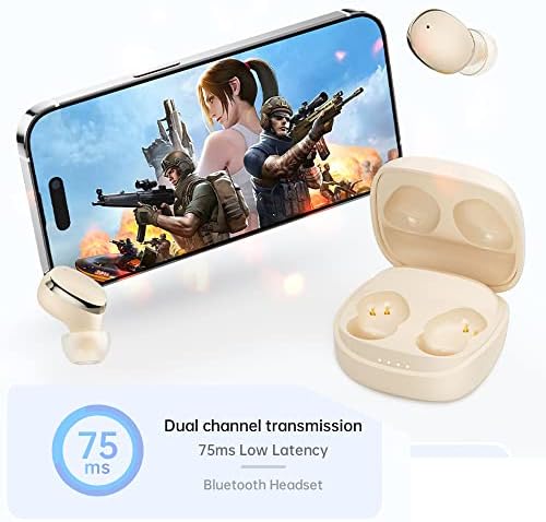 Kamon K14 Premium Bluetooth 5.3 Earbuds with Wireless Charging Case – Waterproof In-Ear Headphones with Touch Control, Built-in Microphone, and Superior Sound Quality for i Phone 14/13 and Samsung – Perfect for Sports and Everyday Use (Beige)