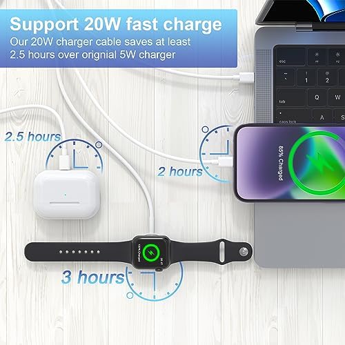 Ultimate 4-in-2 i Watch and i Phone Charging Cable – 6 FT Multi-Device Charger for Apple Watch, i Phone & Air Pods – Fast Charging, Durable & Travel-Friendly Solution for Effortless Power Management