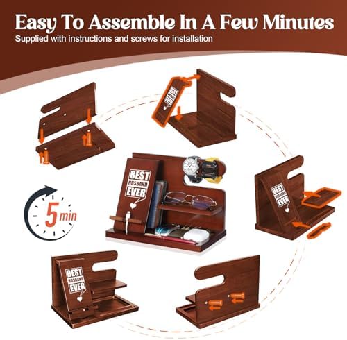 Gifts for Men Him Husband, Stocking Stuffers for Man Him, Christmas Mens Gift, Wood Phone Docking Station, Groomsmen Gift, Anniversary Fathers Day Birthday Gifts for Man Husband Boyfriend – Enhanced Compatibility and Speed