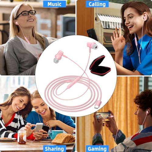 APETOO USB C Wired Earbuds: Unmatched Sound Quality and Noise Isolation for Samsung Galaxy S25/S24/S23 & i Phone 16 – Ergonomic In-Ear Design for Ultimate Comfort and Broad Device Compatibility – Fast USB C Connectivity for Effortless Music Enjoyment and Immersive Listening Experience