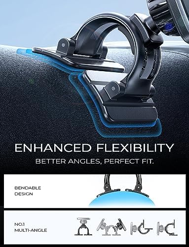 Premium LISEN Magnetic Car Phone Mount for i Phone & Android – 6-Magnet Stability with Adjustable Arch Design for Optimal Navigation in Black – Effortless Hands-Free Convenience and Universal Compatibility