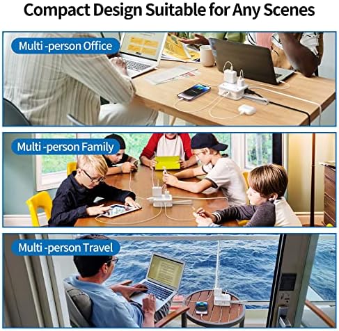 NTONPOWER 8-Outlet Flat Plug Power Strip with 45 W USB-C Fast Charging Port – Compact Multi-Device Extender with 5 ft Cord, Ideal for Home and Travel, Compatible with i Phone, Mac Book Pro, Tablets, and Samsung – Smart Design for Organized Charging Solutions