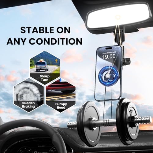 Transform Your Drive with the 360° Magnetic Phone Holder for Car – Effortlessly Mounts to Rear View Mirror for i Phone 16/15/14/13/12 & Mag Safe Devices – Unmatched Stability, Quick Installation & Enhanced Safety Features
