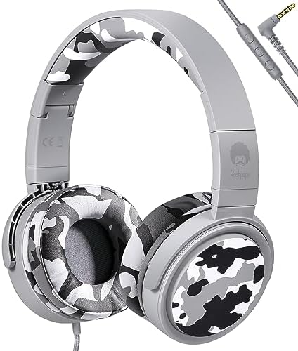 Rockpapa Pink Foldable Over-Ear Headphones – Lightweight Stereo Bass Headphones for Kids & Women with Built-in Mic, Ideal for Travel, Gaming, and Daily Audio Enjoyment