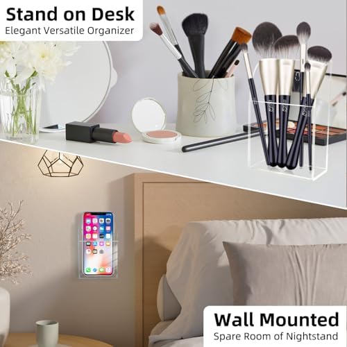 Clear Acrylic Wall-Mounted Tablet Holder – Sleek Charging Station for i Pads, Kindles, and Smartphones – Innovative Remote Control Organizer for Modern Homes and Offices – Maximize Space with Easy Access Design – Durable and Stylish Storage Solution for Clutter-Free Living