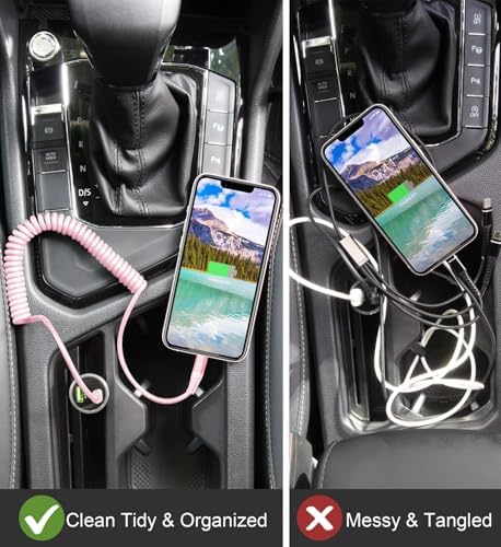 Premium Coiled Lightning Charger Cable for i Phone – 2 Pack (3 FT & 6 FT) – Apple MFi Certified High-Speed Charging & Data Transfer – Compatible with i Phone 14/13/12/11 Pro Max/XS/XR/XS/X/8/7/Plus/6 S, i Pad, and i Pod – Tangle-Free Black Design for Ultimate Portability and Reliability