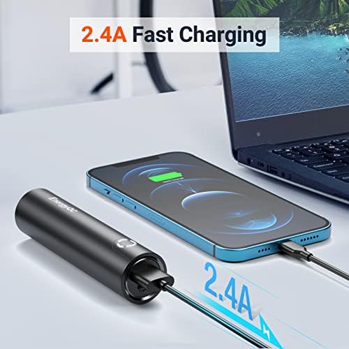 Ultra-Fast 5000 m Ah Portable Power Bank – Compact Energy QC Charger with 5 V/2.4 A Output & USB-C Input, Compatible with i Phone, Samsung Galaxy & More – Sleek Design for On-the-Go Power Solutions