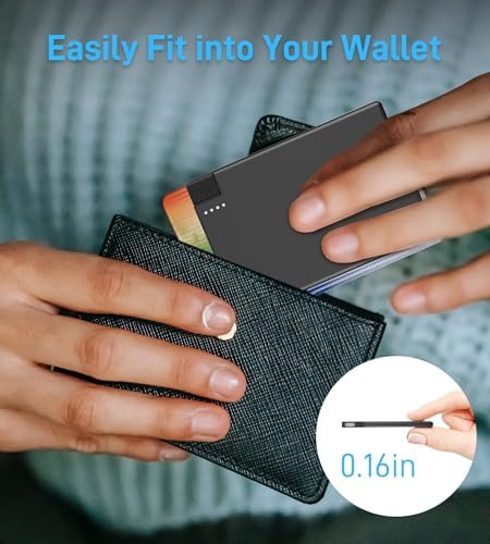 TNTOR Ultra-Slim USB-C Power Bank with Built-in Cable – Pocket-Sized Charger for i Phone 15/16 and Android Devices – Fast Charging, Lightweight, and Wallet-Friendly Battery Pack for On-the-Go Power Solutions