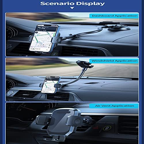 Universal Gooseneck Car Phone Holder Mount – Versatile Dashboard, Windshield & Air Vent Stand for All Smartphones, Anti-Shake Handsfree Design for Safe Navigation & Easy Accessibility, Quick Install Cradle for i Phone & More