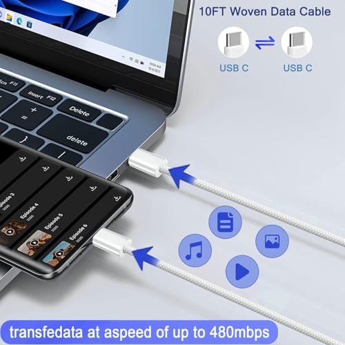 iPhone 16 15 Charger, 2Pack PD Dual USB C Charger Block Fast Charging Wall Charger Plug with 10FT Long USB C to C Charger Cord Woven Cable for Apple iPhone 16/16 Plus/16 Pro/16 ProMax/15/15ProMax/iPad – Enhanced Compatibility and Speed