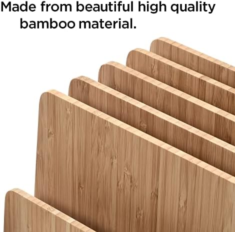 Eco-Conscious Bamboo Multi-Device Organizer: Five-Slot Desk Solution for Laptops, Tablets, and Smartphones – Streamlined Charging & Tidy Cable Management for a Sophisticated Workspace, Lightweight & Travel-Friendly