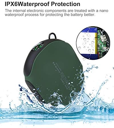 Rugged 10000 m Ah Waterproof Power Bank – High-Speed Outdoor Charger with Built-in Compass and Flashlight for Ultimate Adventure Readiness – Compatible with i Phone, Android, i Pad, Galaxy Devices – Perfect for Hiking, Camping, and Travel