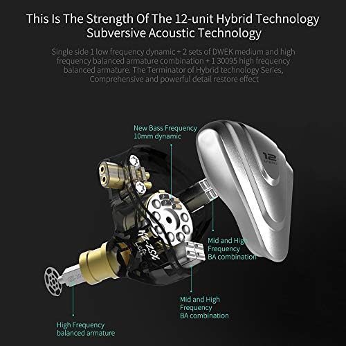 Linsoul KZ ZSX 5 BA+1 DD Hybrid Hi-Fi Earphones – Premium Zinc Alloy Faceplate, Ergonomic Design & Recessed Detachable Cable for Audiophiles and Musicians – Unmatched Sound Quality & Versatile Compatibility (Cyan)