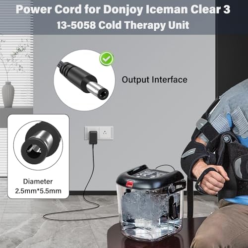 Premium 8.5 V Power Cord for Donjoy Iceman Clear 3 – Ultra-Reliable Replacement Charger & UL Certified Power Adapter for Superior Cold Therapy Sessions – Seamless Compatibility with Models 13-5058, 135058, 11-1631, 111631, 13-4882-0-00000 – Ensured Optimal Performance & Enhanced Safety Features