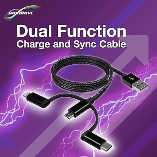 Universal 3-in-1 Charging Cable for Logitech H600 Headset – Box Wave Cable – Durable Jet Black Design with High-Speed Performance and Enhanced Compatibility for Seamless Connectivity